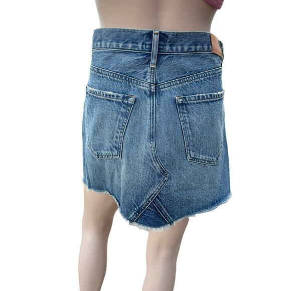 New Citizens Of Humanity Cutoff Hem Green Point Jean Denim Mini Skirt Size 27 - Picture 2 of 13
